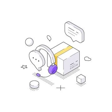 Isometric vector illustration concept for online shopping customer support se Stock Illustration