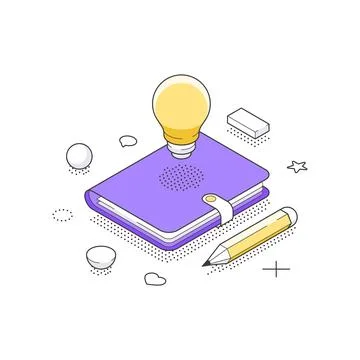 Isometric vector illustration of a creative idea. A concept for business plan Illustrazione stock