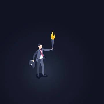 Isometric vector illustration on a dark background, a man in a business suit  Stock Illustration