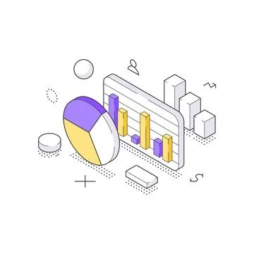 Isometric vector illustration of data analytics. A concept for a business sta Stock Illustration