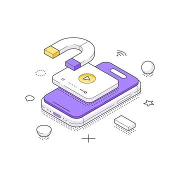 Isometric vector illustration of digital marketing. A concept for attracting  Stock Illustration
