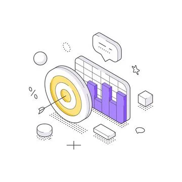 Isometric vector illustration of a digital marketing strategy. A concept for  Stock Illustration