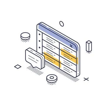 Isometric vector illustration of a digital spreadsheet for business planning. Stock Illustration