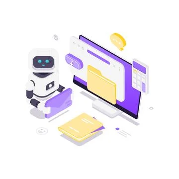 Isometric vector illustration for e-learning and business automation. Online  Stock Illustration