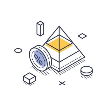 Isometric vector illustration of a financial pyramid. Represents an investmen Stock Illustration