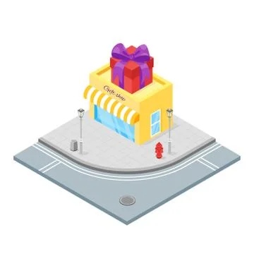 Isometric vector illustration of gift shop. Stock Illustration