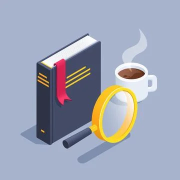 Isometric vector illustration on gray background, book with red bookmark next Stockillustratie