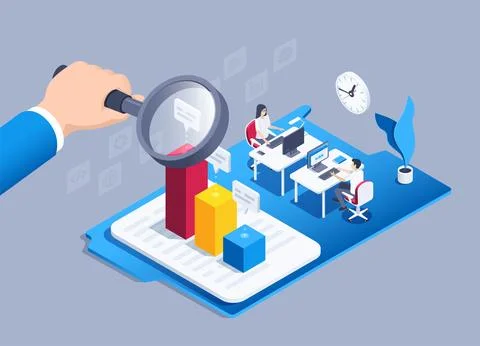 Isometric vector illustration on a gray background, a man in a business suit  Stock Illustration