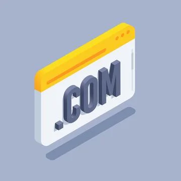 Isometric vector illustration on gray background, browser window and letterin 스톡 일러스트