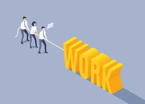 Isometric vector illustration on a gray background, people in business clothe Illustrazione stock