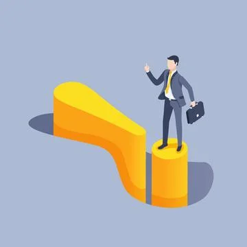Isometric vector illustration on a gray background, a man in a business suit  Stock Illustration