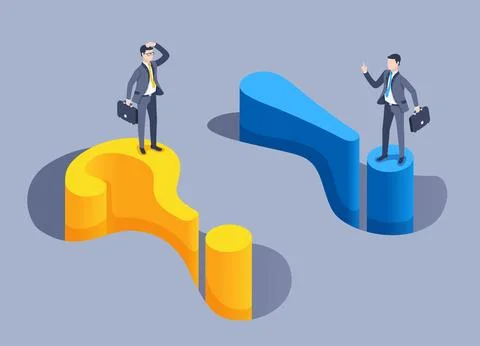 Isometric vector illustration on gray background, men in business suits with  Stock Illustration