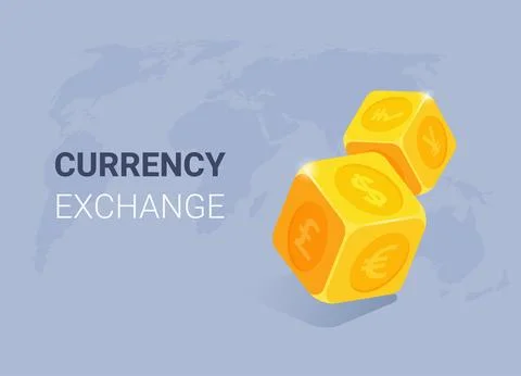 Isometric vector illustration on gray background, lendin currency exchange, g Stock Illustration