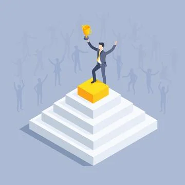 Isometric vector illustration on a gray background, a man in a business suit  Stock Illustration