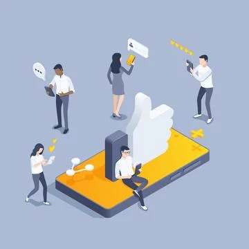 Isometric vector illustration on gray background, like on smartphone screen a Stock Illustration