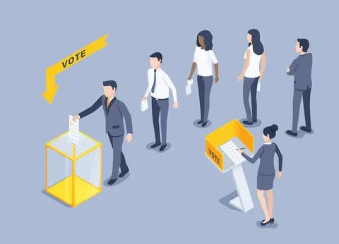 Isometric vector illustration on gray background, people in business clothes  Stock Illustration