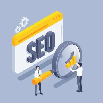 Isometric vector illustration on gray background, browser window with the wor Stock-Illustration