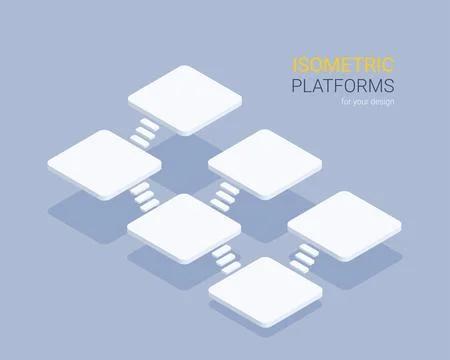 Isometric vector illustration on gray background, isometric platforms for cre Stock Illustration