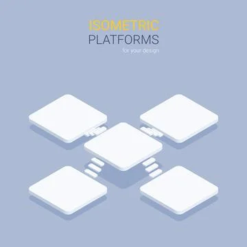 Isometric vector illustration on gray background, isometric platforms for cre Stock Illustration