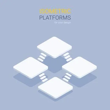 Isometric vector illustration on gray background, isometric platforms for cre Stock Illustration