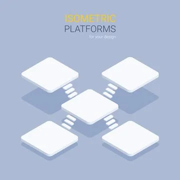Isometric vector illustration on gray background, isometric platforms for cre Stock Illustration