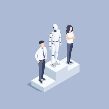 Isometric vector illustration on a gray background, artificial intelligence a Stockillustratie