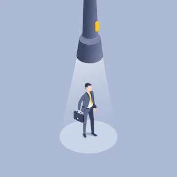 Isometric vector illustration on gray background, search professional, big fl Stock Illustration