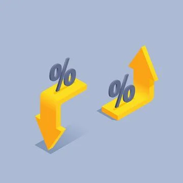 Isometric vector illustration on gray background, decrease and increase inter Stock Illustration