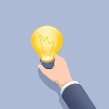 Isometric vector illustration on gray background, the hand of a man in a busi Stock Illustration