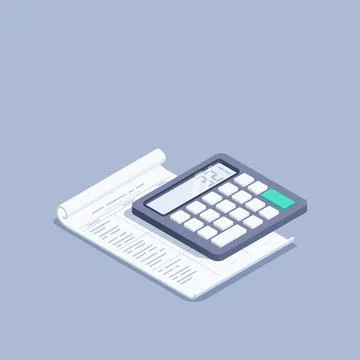Isometric vector illustration on gray background, financial table on paper do Stock Illustration