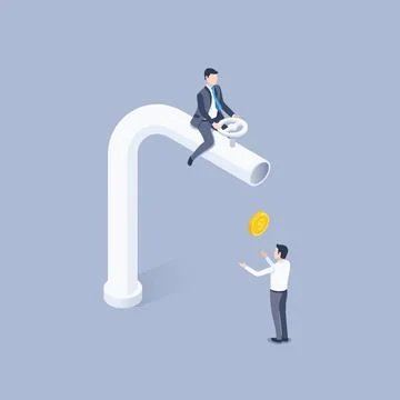 Isometric vector illustration on a gray background, the owner of the money, a Stock Illustration