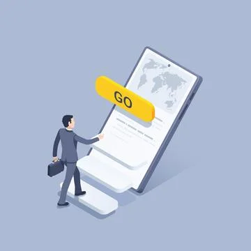 Isometric vector illustration on a gray background, a man in a business suit  Stock Illustration
