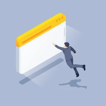 Isometric vector illustration on a gray background, a man in a business suit  Stockillustratie