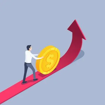 Isometric vector illustration on a gray background, a man in business clothes Stock Illustration