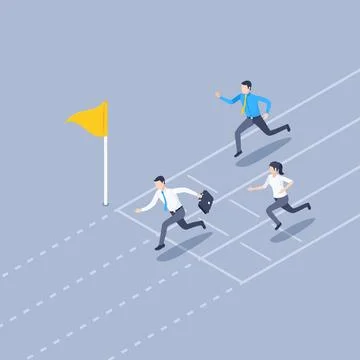 Isometric vector illustration on gray background, men and woman in business c Stock Illustration