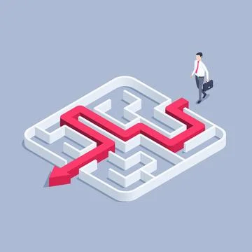 Isometric vector illustration on a gray background, a man in business clothes Stock Illustration