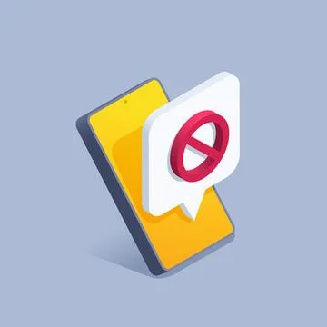 Isometric vector illustration on a gray background, a smartphone on the scree Stock-Illustration