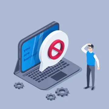 Isometric vector illustration on a gray background, a man stands in front of  Stock-Illustration