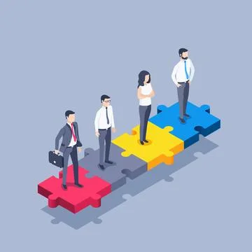 Isometric vector illustration on gray background, people in business clothes  Stock Illustration