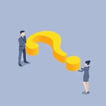 Isometric vector illustration on gray background, man and woman in business s Stock Illustration