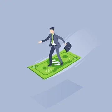 Isometric vector illustration on a gray background, a man in a business suit  Stock Illustration