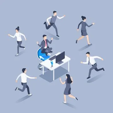 Isometric vector illustration on a gray background, a man in a business suit  Stock Illustration