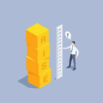 Isometric vector illustration on a gray background, a man in business clothes Ilustração Stock