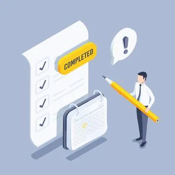 Isometric vector illustration on a gray background, a man in business clothes Stockillustratie