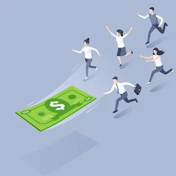 Isometric vector illustration on a gray background, people in business clothe Stock Illustration