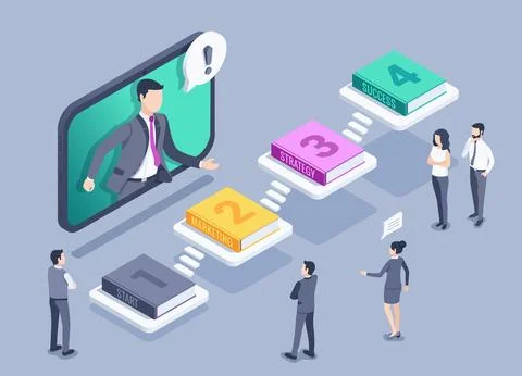 Isometric vector illustration on gray background, people in business clothes  Stock Illustration