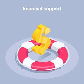 Isometric vector illustration on gray background, financial support, lifebuoy Stock Illustration