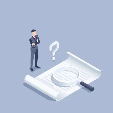 Isometric vector illustration on a gray background, man in a business suit ne Illustrazione stock
