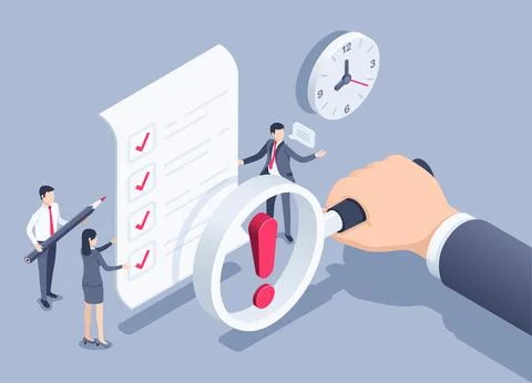 Isometric vector illustration on a gray background, people in business clothe Stock Illustration