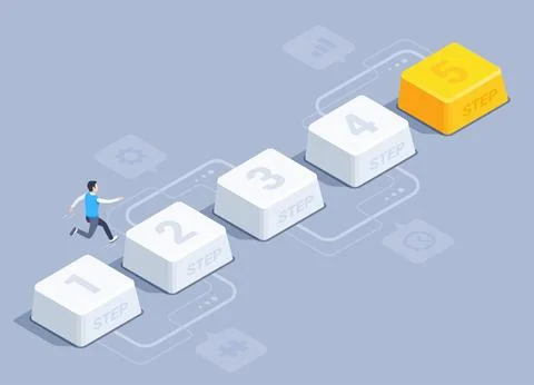 Isometric vector illustration on a gray background, infographics in the form  Stock Illustration